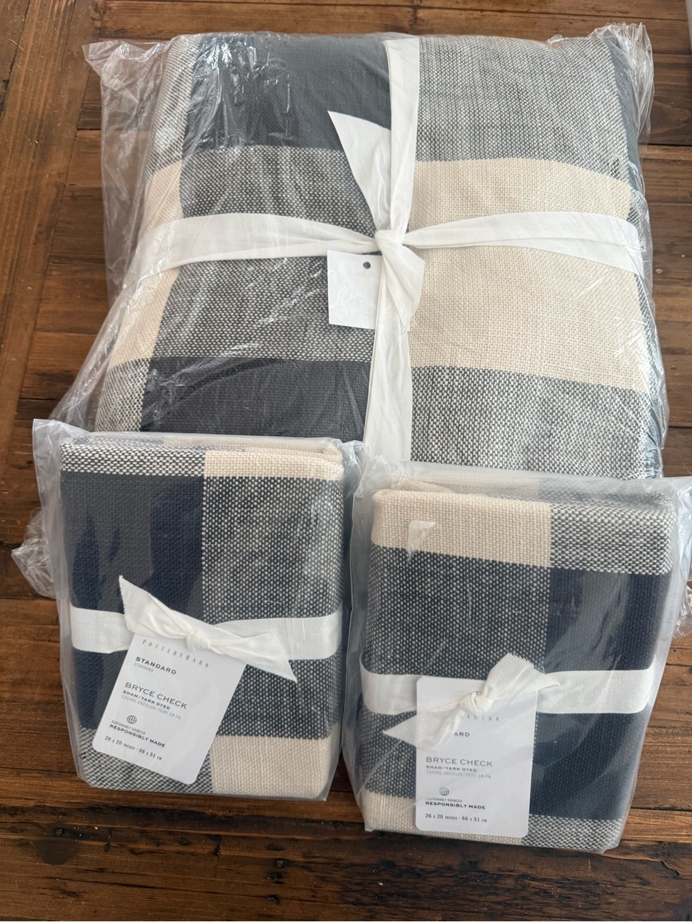 Pottery Barn Bryce Check Duvet Cover and Standard Shams NWT